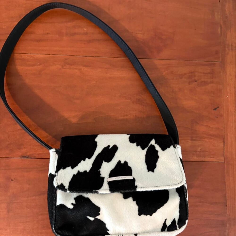 Cow Print Shoulder Bag Y2K Mini Purse Furry Nine West - Picture 8 of 8
